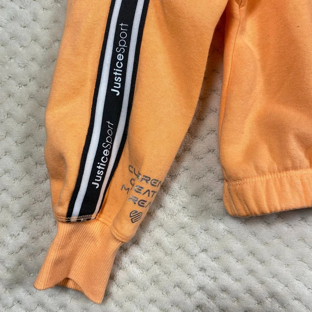 Justice Sport Girls Hoodie Sweatshirt Orange Medium 10 Cropped